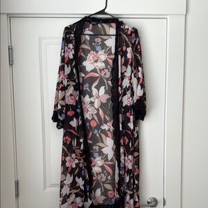 Torrid Black Floral Swim Coverup